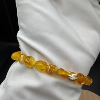 Honey Marble Baltic Amber Bracelet, 19cm, 4.4g
