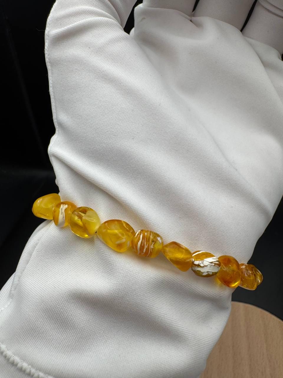 Honey Marble Baltic Amber Bracelet, 19cm, 4.4g
