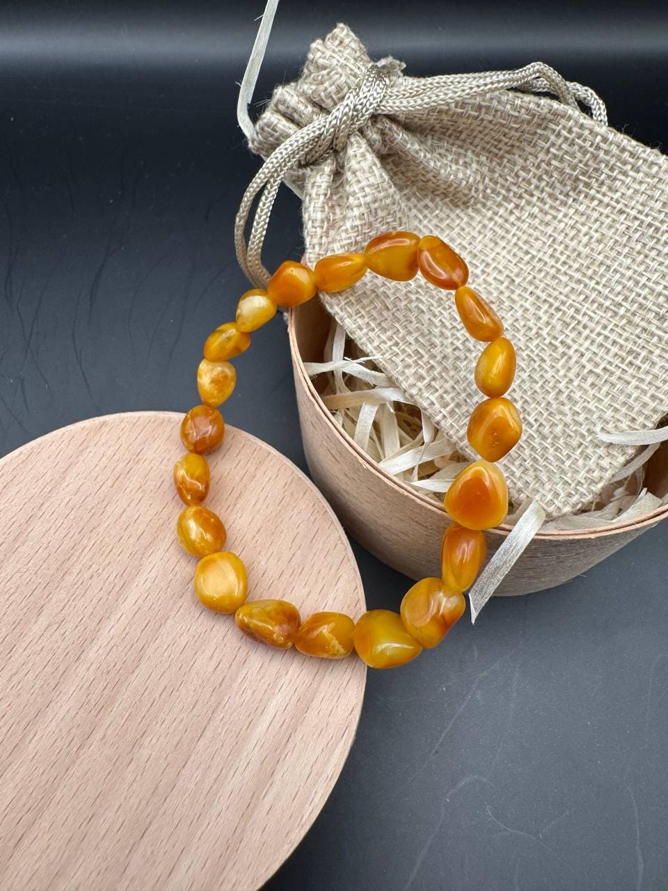 Rich Cognac Baltic Amber Bracelet, Irregular Beads, 5g
