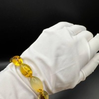 Honey Yellow Baltic Amber Bracelet with Insect Bead, 15g
