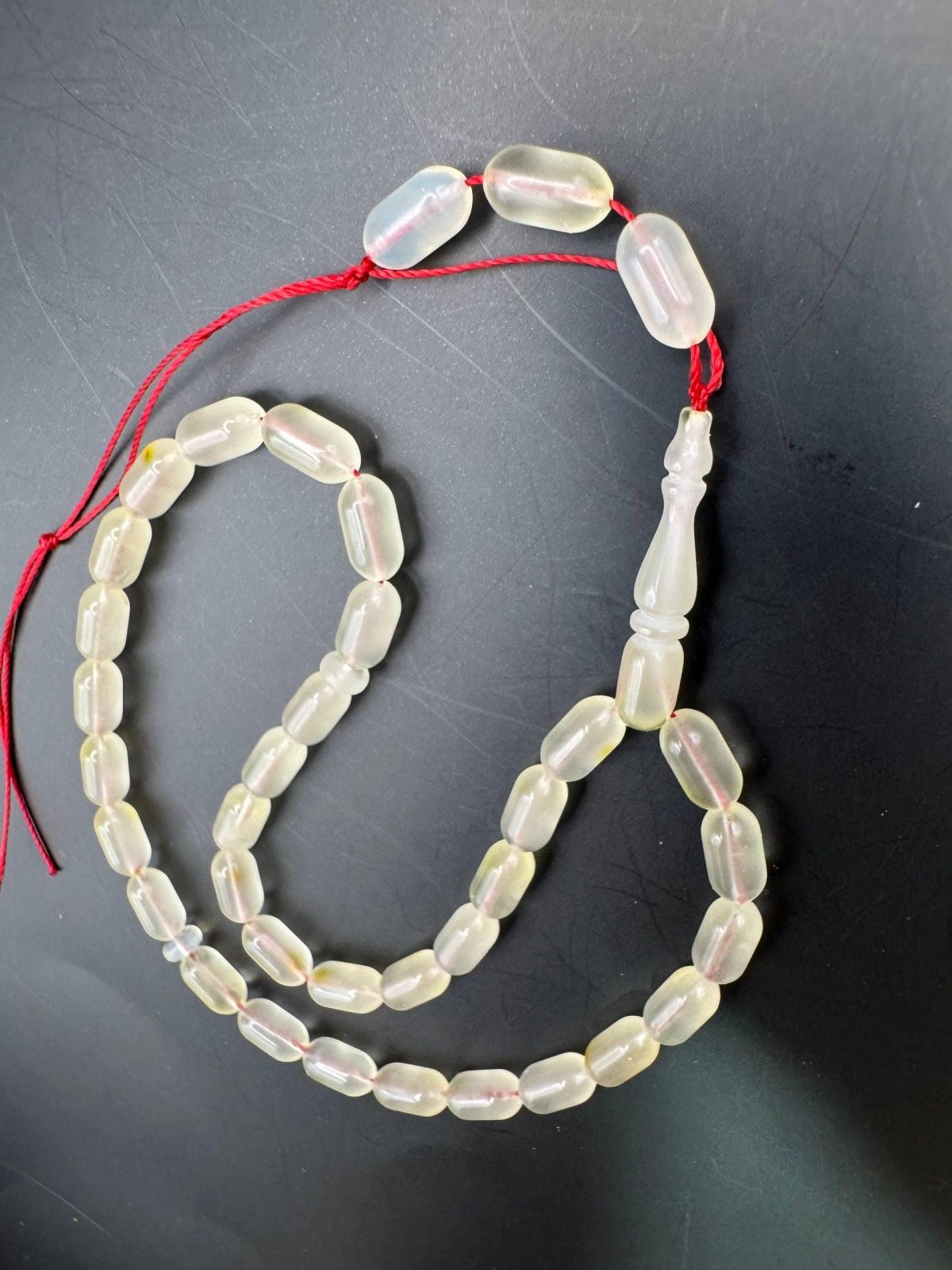 Natural Amber Travel Tasbih, 33 Beads, Milky Yellow