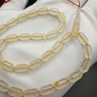 Natural Amber Travel Tasbih, 33 Beads, Milky Yellow