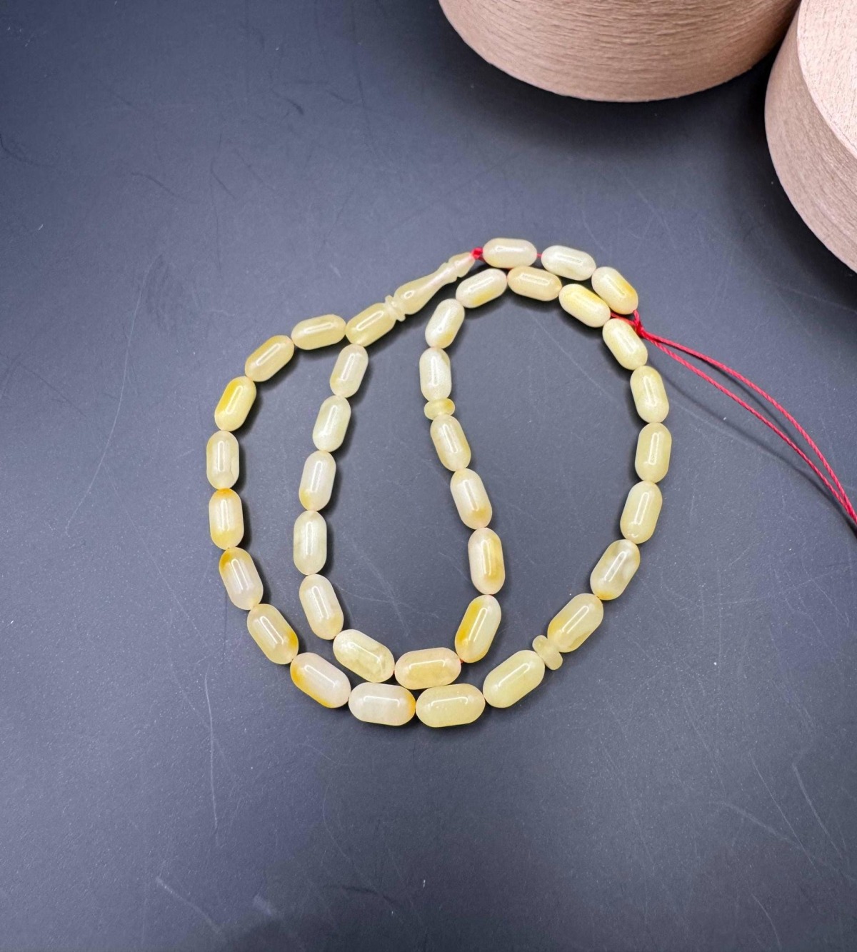 Natural Amber Travel Tasbih, 33 Beads, Creamy Honey