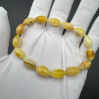 Milky Yolk Baltic Amber Bracelet, Olive Beads, 5.6g