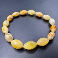 Milky Yolk Baltic Amber Bracelet, Olive Beads, 5.6g