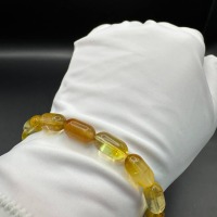 Transparent Golden Baltic Amber Bracelet with Inclusions, 7.5g
