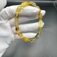 Transparent Golden Baltic Amber Bracelet with Inclusions, 7.5g