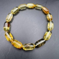 Transparent Golden Baltic Amber Bracelet with Inclusions, 7.5g