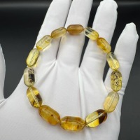Transparent Golden Baltic Amber Bracelet with Inclusions, 7.5g