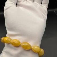 Landscape Baltic Amber Bracelet, Olive Beads, 9.1g