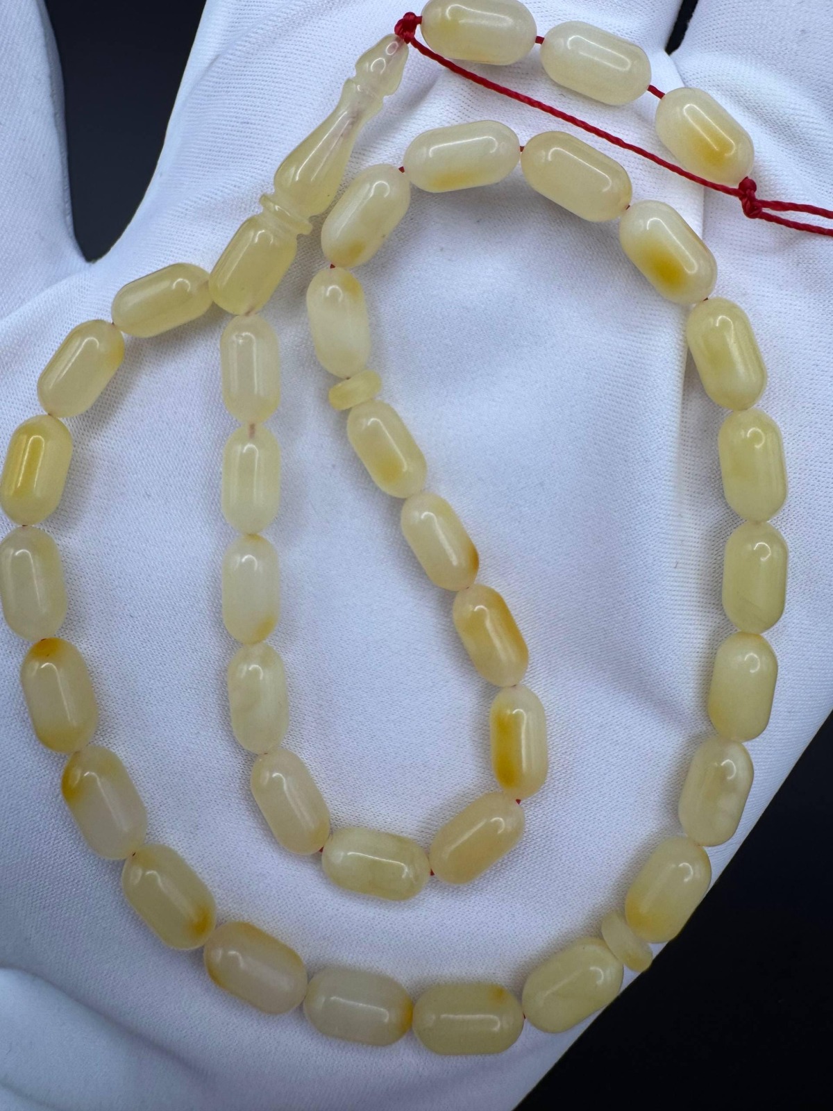 Natural Amber Travel Tasbih, 33 Beads, Creamy Honey