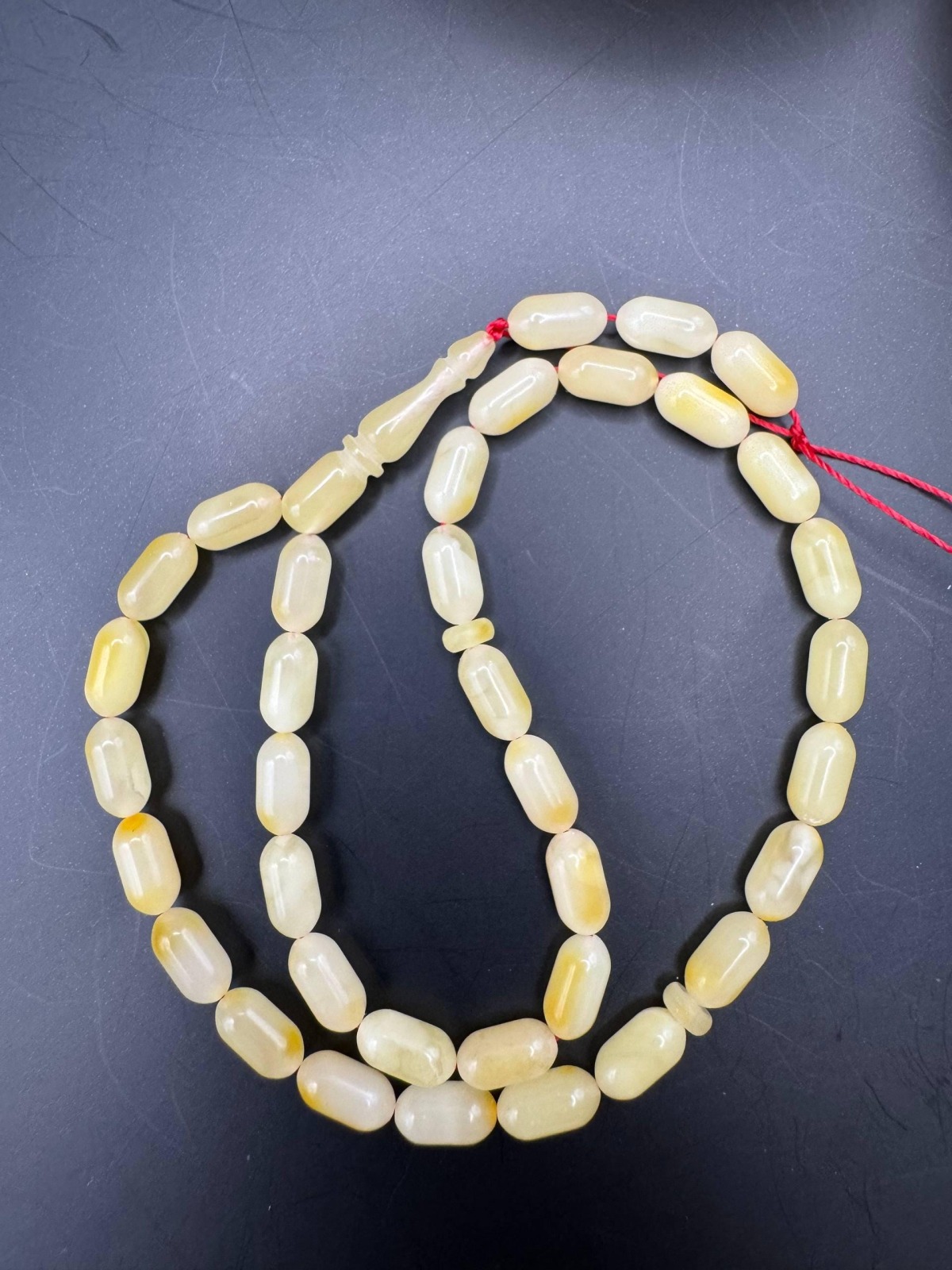 Natural Amber Travel Tasbih, 33 Beads, Creamy Honey