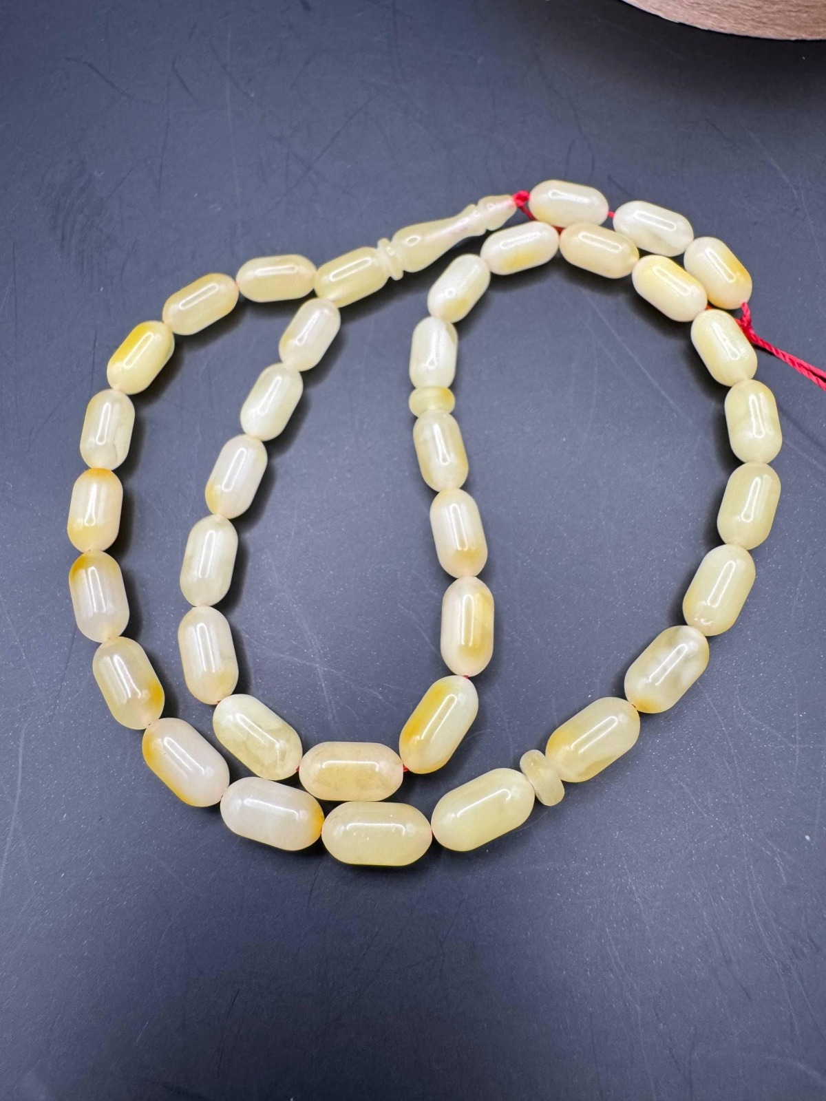 Natural Amber Travel Tasbih, 33 Beads, Creamy Honey