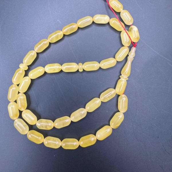 Natural Amber Travel Tasbih, 33 Beads, Golden Yellow