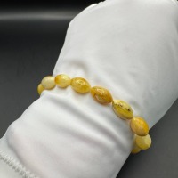 Milky Yolk Baltic Amber Bracelet, Olive Beads, 5.6g