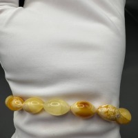 Milky Yolk Baltic Amber Bracelet, Olive Beads, 5.6g