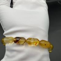 Transparent Golden Baltic Amber Bracelet with Inclusions, 7.5g