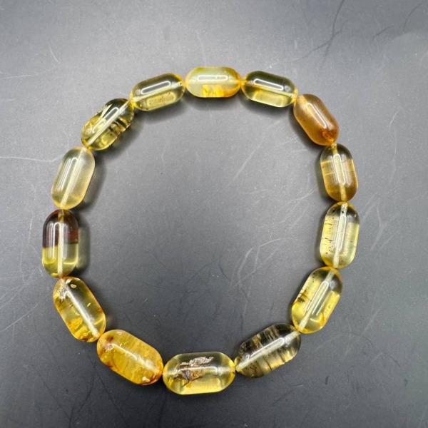 Transparent Golden Baltic Amber Bracelet with Inclusions, 7.5g