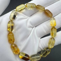 Transparent Golden Baltic Amber Bracelet with Inclusions, 7.5g