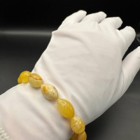 Landscape Baltic Amber Bracelet, Olive Beads, 9.1g