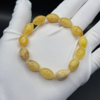 Landscape Baltic Amber Bracelet, Olive Beads, 9.1g
