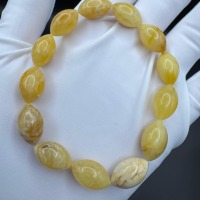 Landscape Baltic Amber Bracelet, Olive Beads, 9.1g