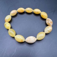 Landscape Baltic Amber Bracelet, Olive Beads, 9.1g