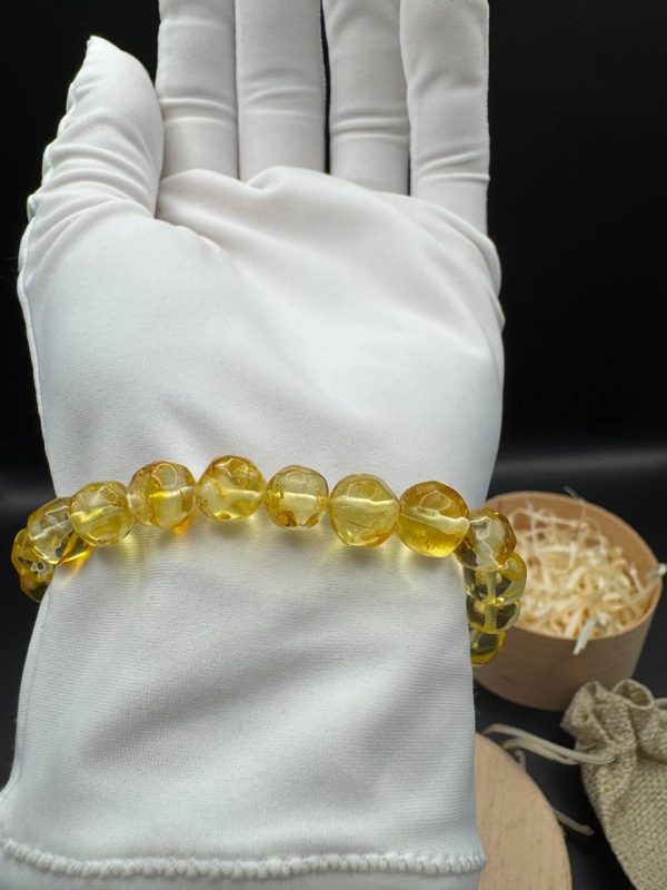 Baltic Amber Bracelet: Honey Yellow Faceted Beads