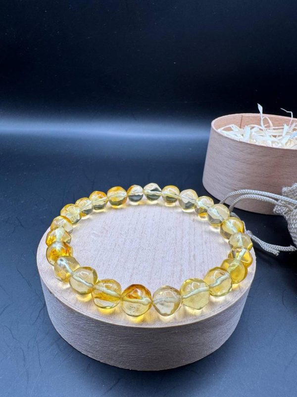 Baltic Amber Bracelet: Honey Yellow Faceted Beads
