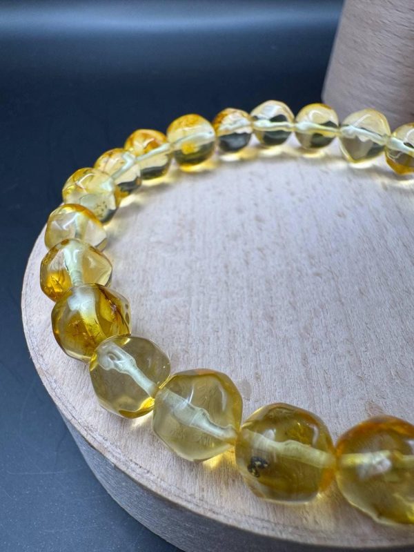 Baltic Amber Bracelet: Honey Yellow Faceted Beads
