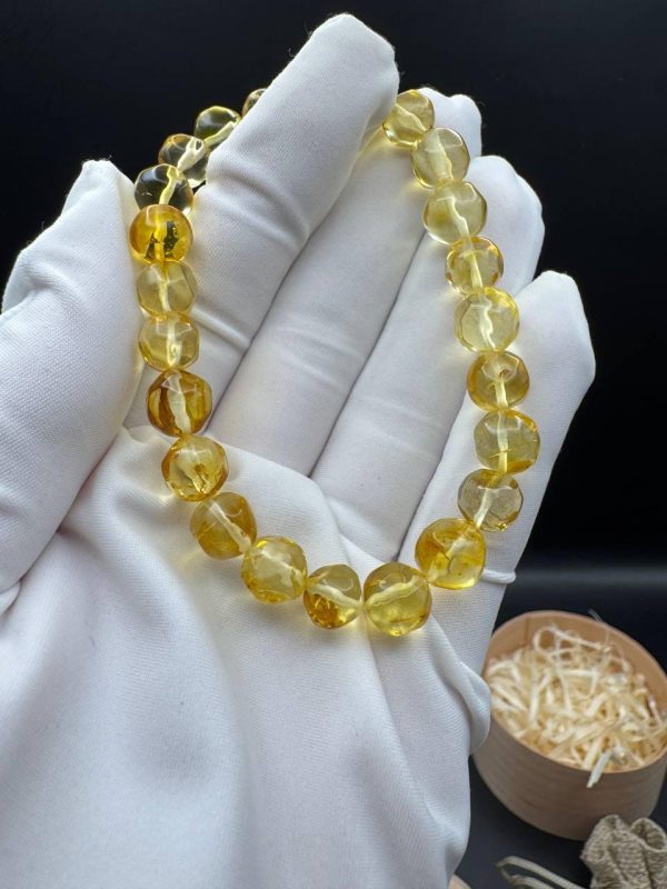 Baltic Amber Bracelet: Honey Yellow Faceted Beads