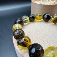 Mixed Colour Baltic Amber Bracelet, Round Beads, 24g