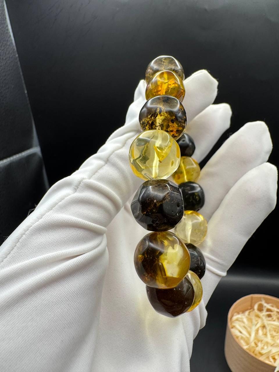 Mixed Colour Baltic Amber Bracelet, Round Beads, 24g