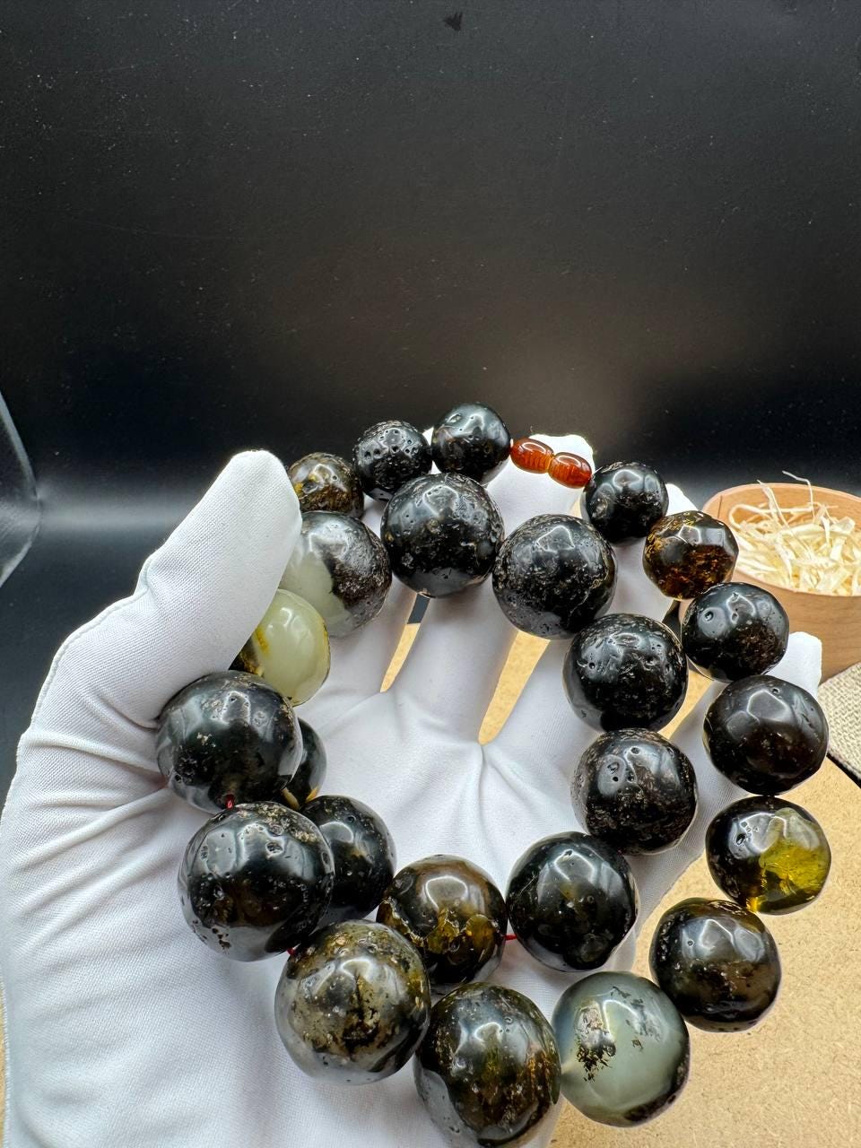Chunky Dark Cognac Baltic Amber Necklace, 128g
