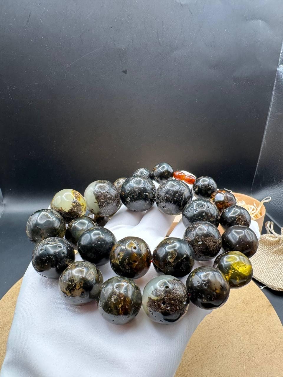 Chunky Dark Cognac Baltic Amber Necklace, 128g