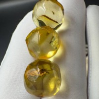 Baltic Amber Spheres with Insect Inclusions, 12mm Set