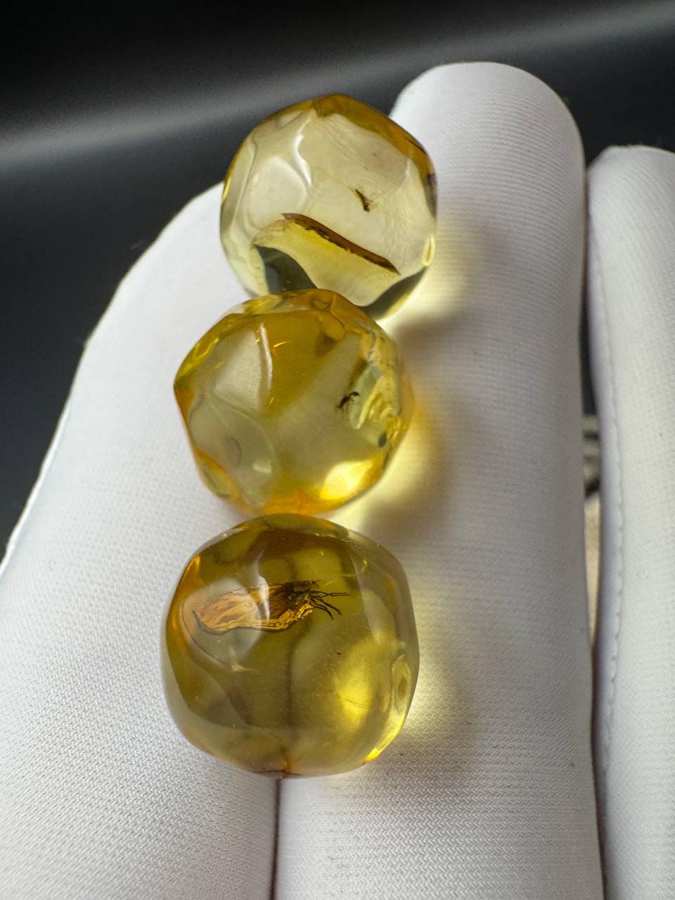 Baltic Amber Spheres with Insect Inclusions, 12mm Set