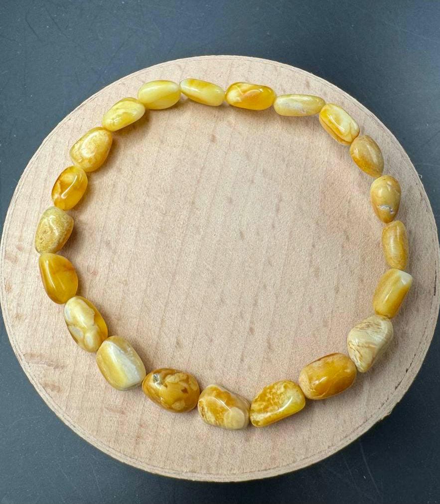 il_fullxfull.7075435848_nytb.jpg Landscape Baltic Amber Bracelet, Creamy Yellow, 5mm, 3.5g