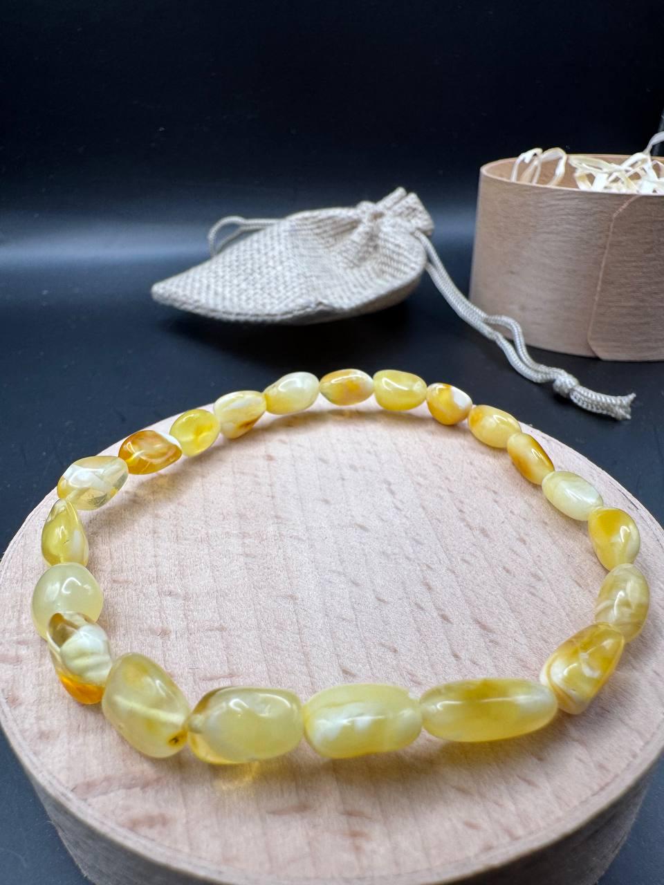 Milk Ivory and Honey Baltic Amber Bracelet, 4g