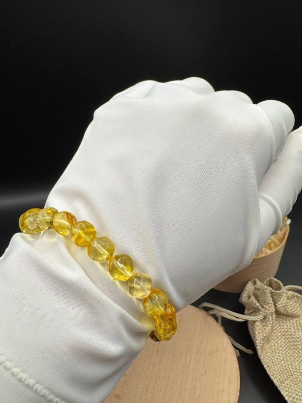 Baltic Amber Bracelet: Honey Yellow Faceted Beads