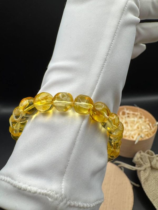 Baltic Amber Bracelet: Honey Yellow Faceted Beads