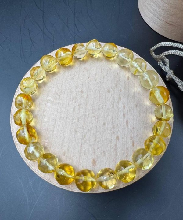 Baltic Amber Bracelet: Honey Yellow Faceted Beads