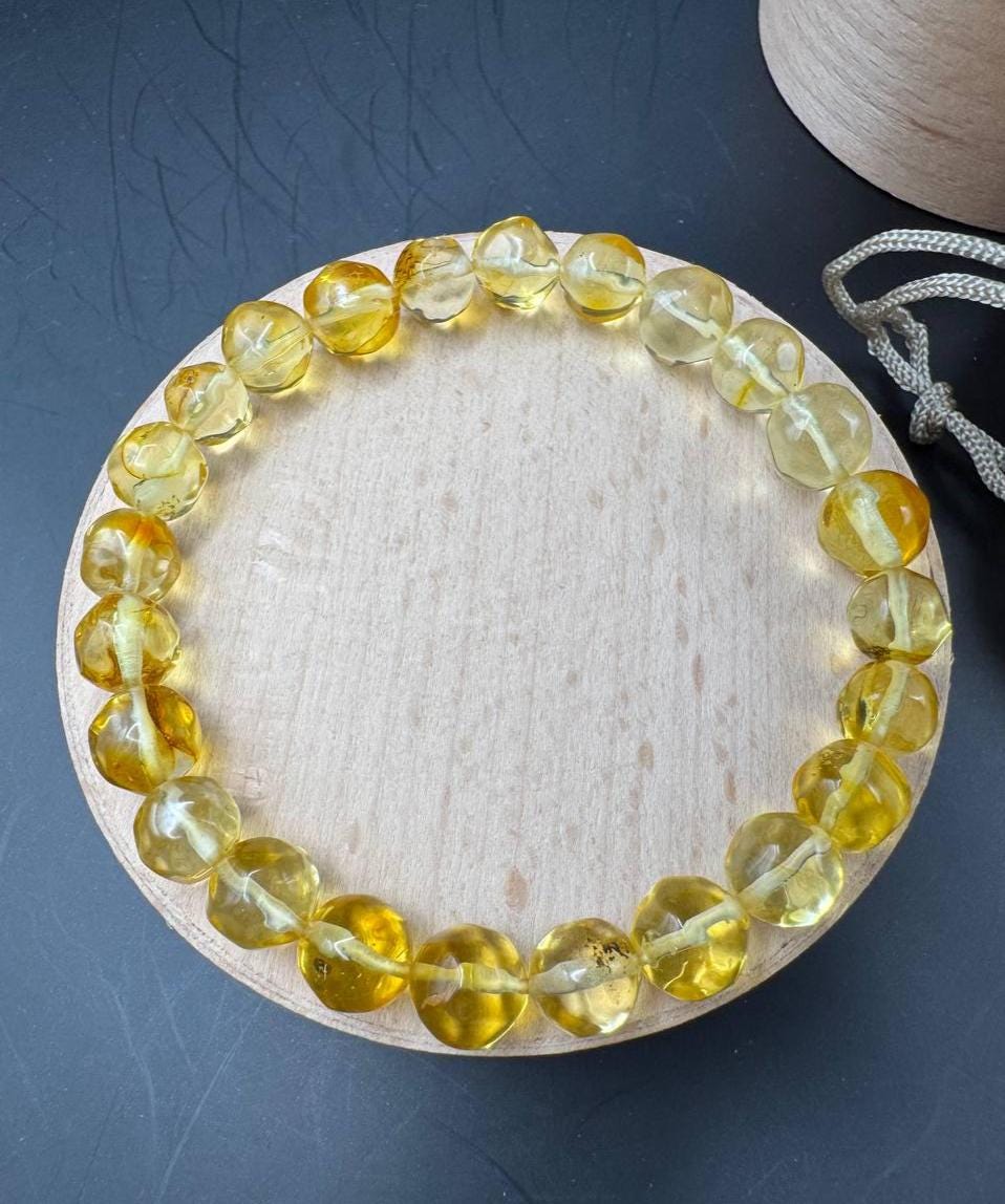 il_fullxfull.7082632839_i4ge.jpg Faceted Honey Yellow Baltic Amber Bracelet, 8.7g