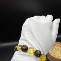 Mixed Colour Baltic Amber Bracelet, Round Beads, 24g