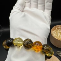 Mixed Colour Baltic Amber Bracelet, Round Beads, 24g