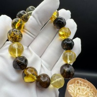 Mixed Colour Baltic Amber Bracelet, Round Beads, 24g