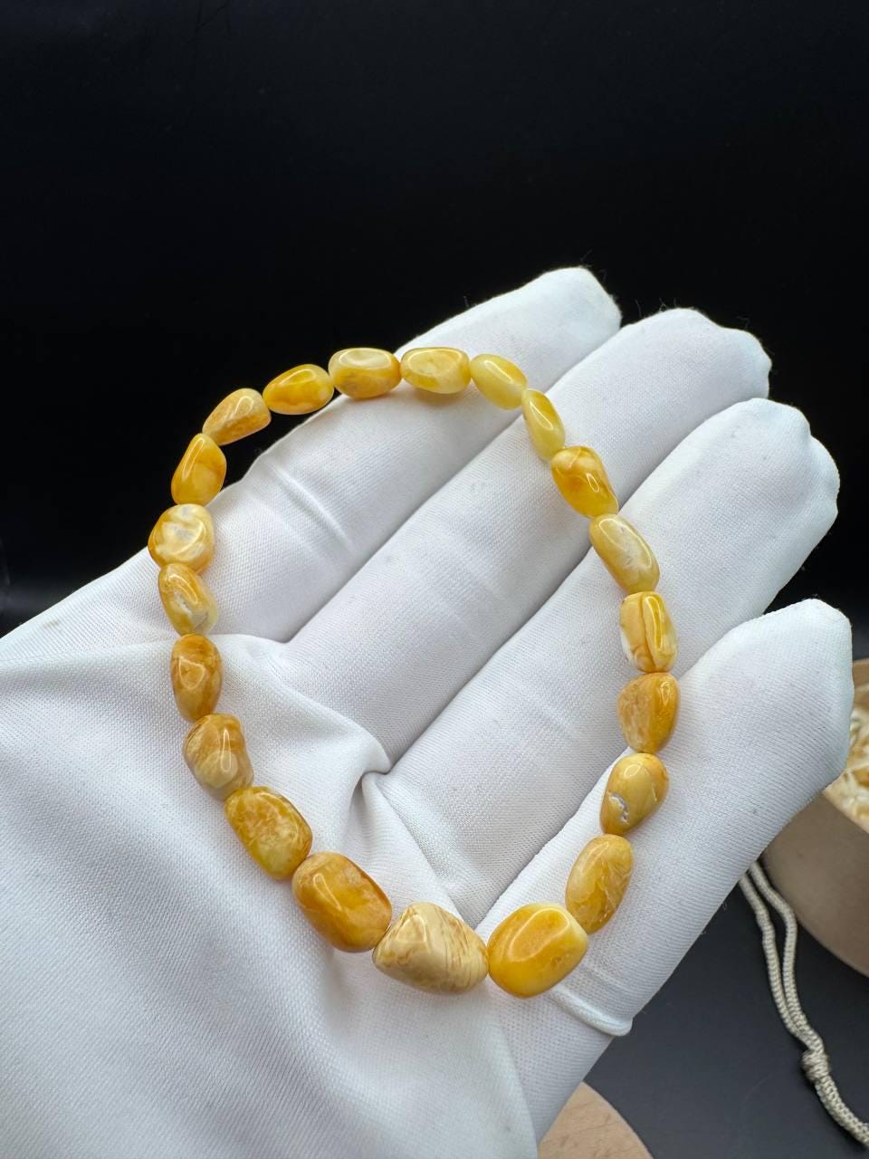 il_fullxfull.7123372587_ihle.jpg Landscape Baltic Amber Bracelet, Creamy Yellow, 5mm, 3.5g