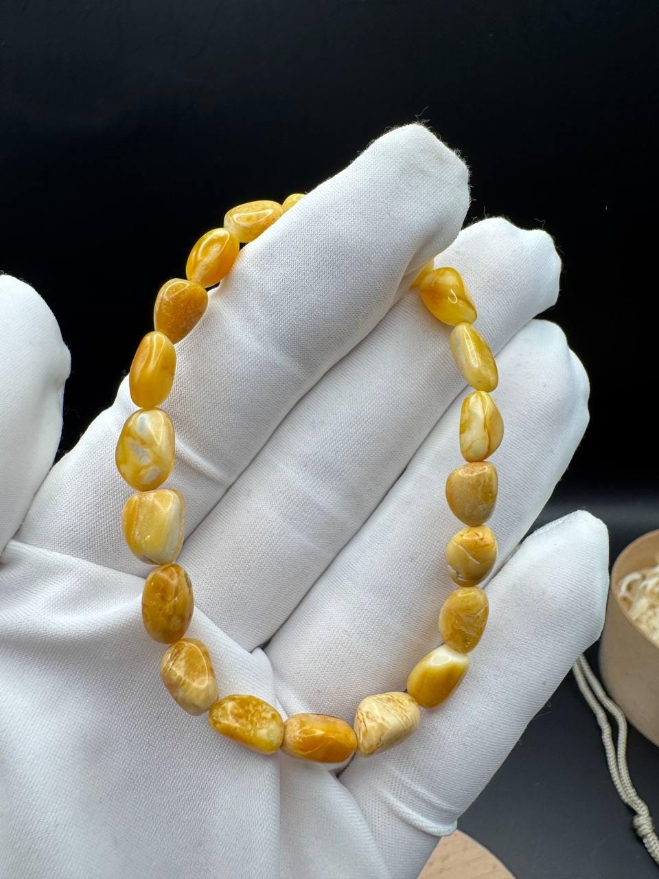il_fullxfull.7123372597_iokm.jpg Landscape Baltic Amber Bracelet, Creamy Yellow, 5mm, 3.5g