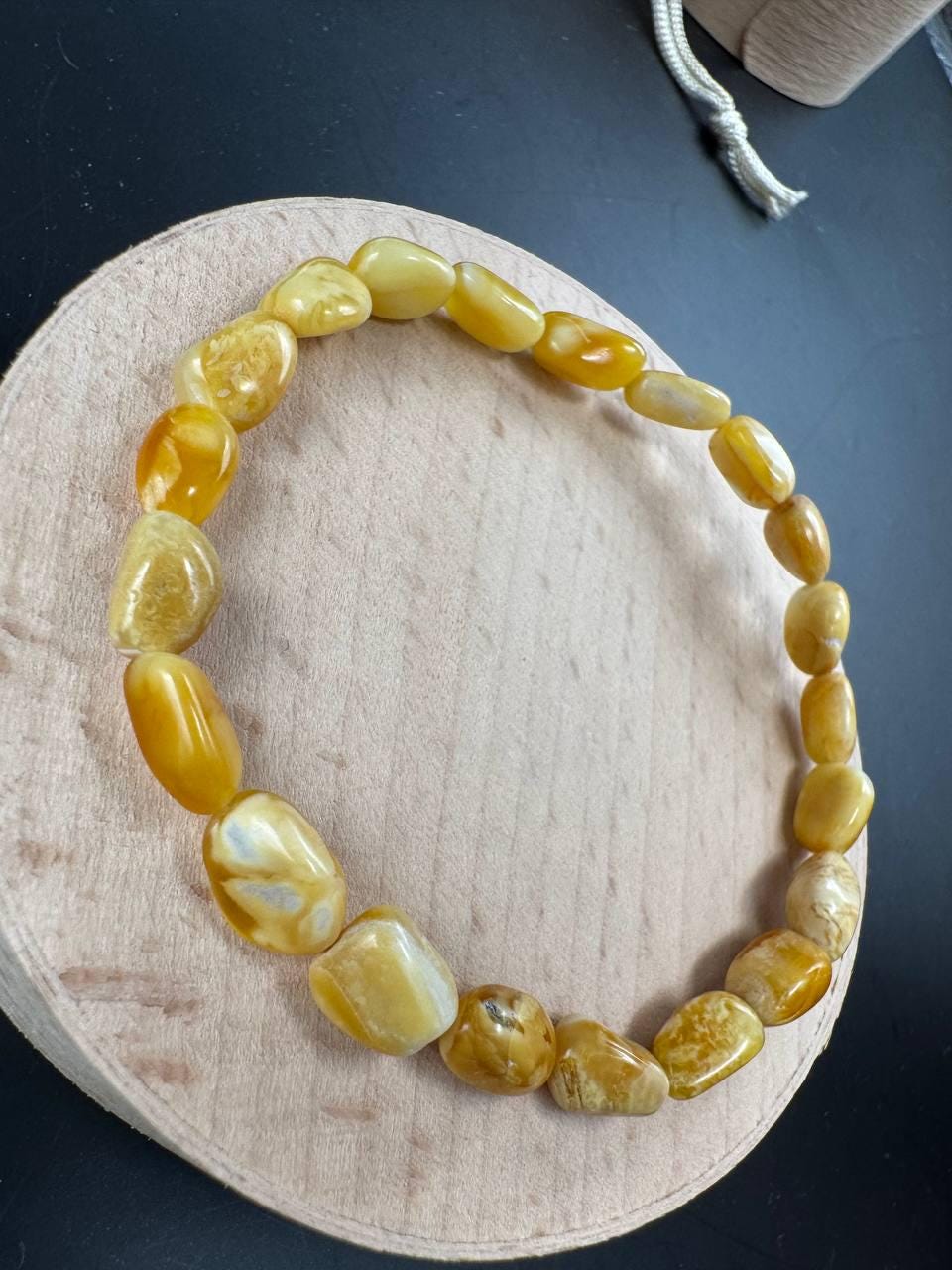il_fullxfull.7123372603_4sto.jpg Landscape Baltic Amber Bracelet, Creamy Yellow, 5mm, 3.5g
