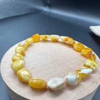 Honey Cream Baltic Amber Bracelet, 6.5mm Beads, 5.3g